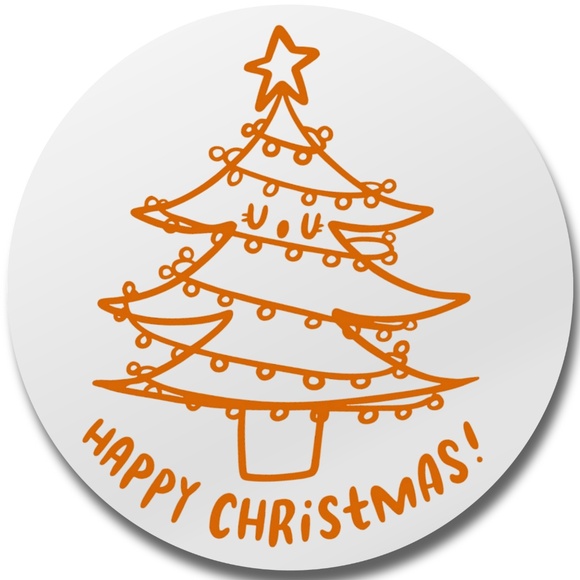 Holographic Happy Christmas Stickers • Holiday Tree Packaging Labels • 2 Inch - Picture 8 of 8